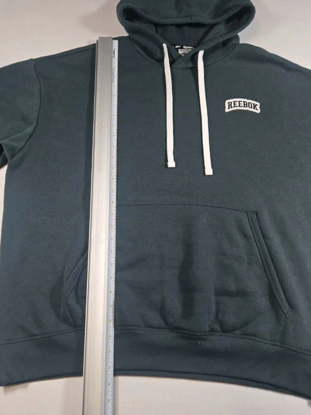 Reebok Pullover Hoodie Dark Teal Green Embroidered Logo Sweatshirt Size XL
